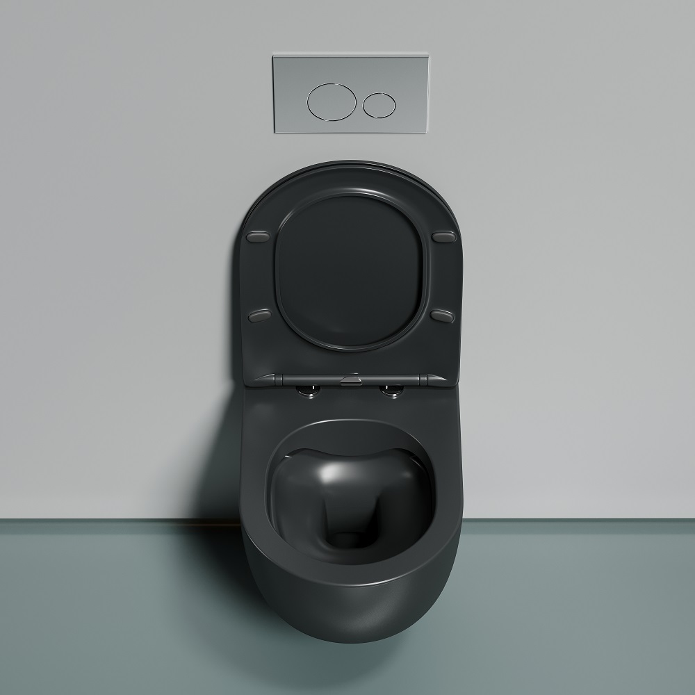 Унитаз подвесной Ceramicanova Modena CN6063MDH 49x35.5 (темный антрацит матовый) с сиденьем и крышкой