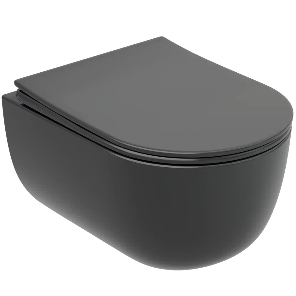 Унитаз подвесной Ceramicanova Modena CN6063MDH 49x35.5 (темный антрацит матовый) с сиденьем и крышкой