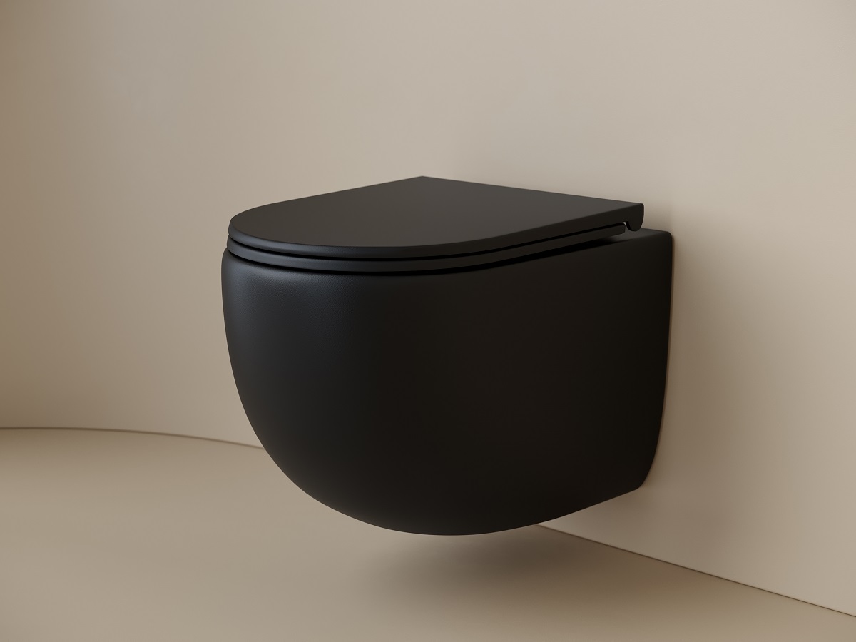 Унитаз подвесной Ceramicanova UP Rimless CN4007MB 49.5x36 (черный матовый), безободковый, с сиденьем