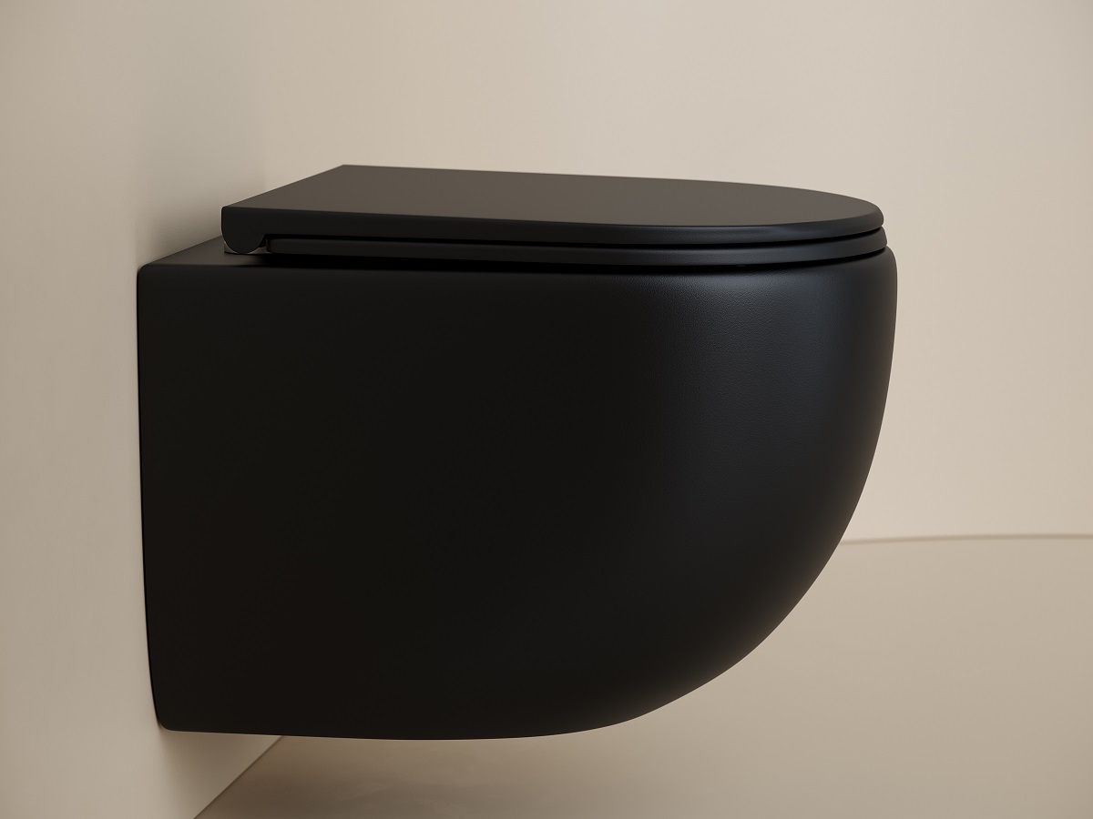 Унитаз подвесной Ceramicanova UP Rimless CN4007MB 49.5x36 (черный матовый), безободковый, с сиденьем