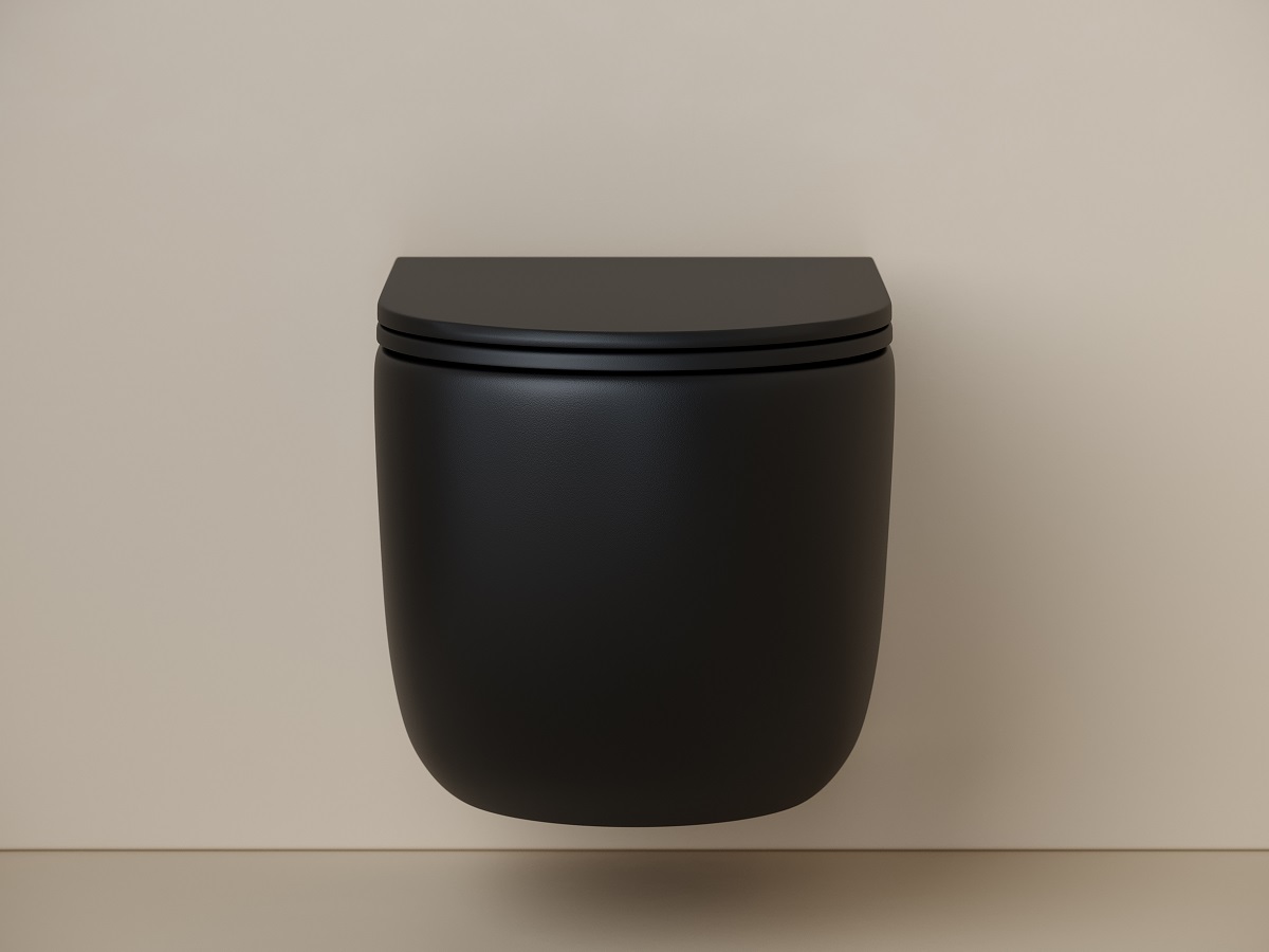 Унитаз подвесной Ceramicanova UP Rimless CN4007MB 49.5x36 (черный матовый), безободковый, с сиденьем