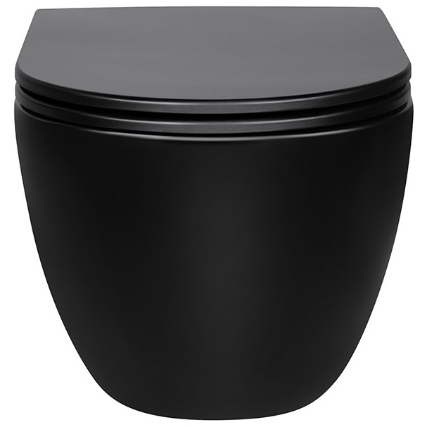 Унитаз подвесной Vincea Evo VT1-34MB 55.5x36.5x35.5 (черный матовый), безободковый с быстросъемным сиденьем
