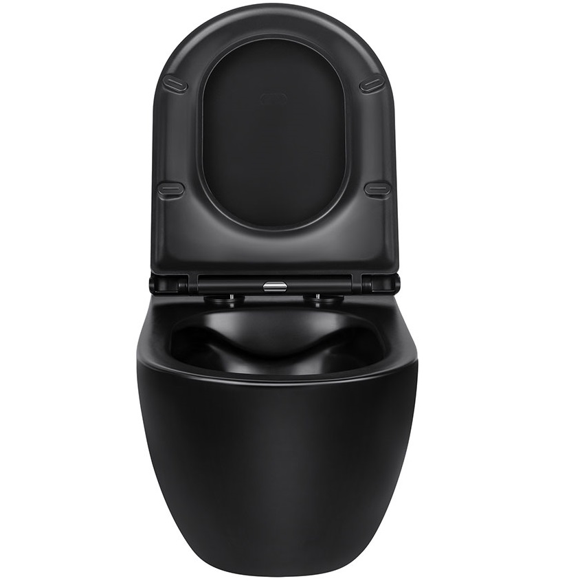 Унитаз подвесной Vincea Evo VT1-34MB 55.5x36.5x35.5 (черный матовый), безободковый с быстросъемным сиденьем