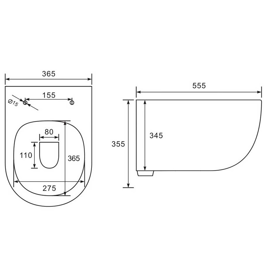 Унитаз подвесной Vincea Evo VT1-34MB 55.5x36.5x35.5 (черный матовый), безободковый с быстросъемным сиденьем