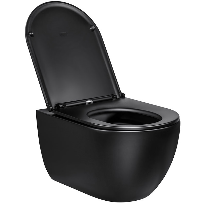 Унитаз подвесной Vincea Evo VT1-34MB 55.5x36.5x35.5 (черный матовый), безободковый с быстросъемным сиденьем