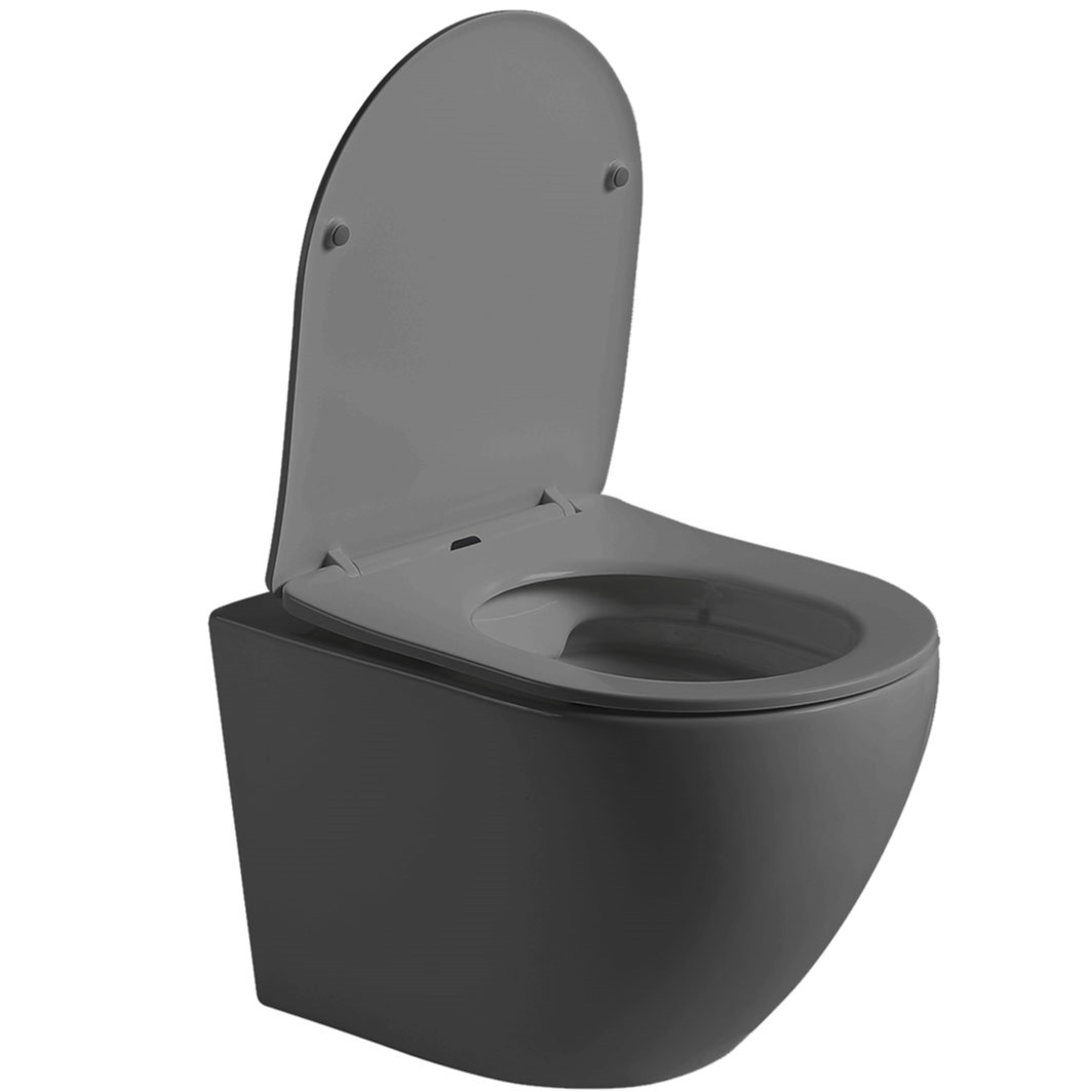 Унитаз подвесной Vincea Globo VT1-14SMA 49x37x37 (антрацит матовый), безободковый с быстросъемным сиденьем