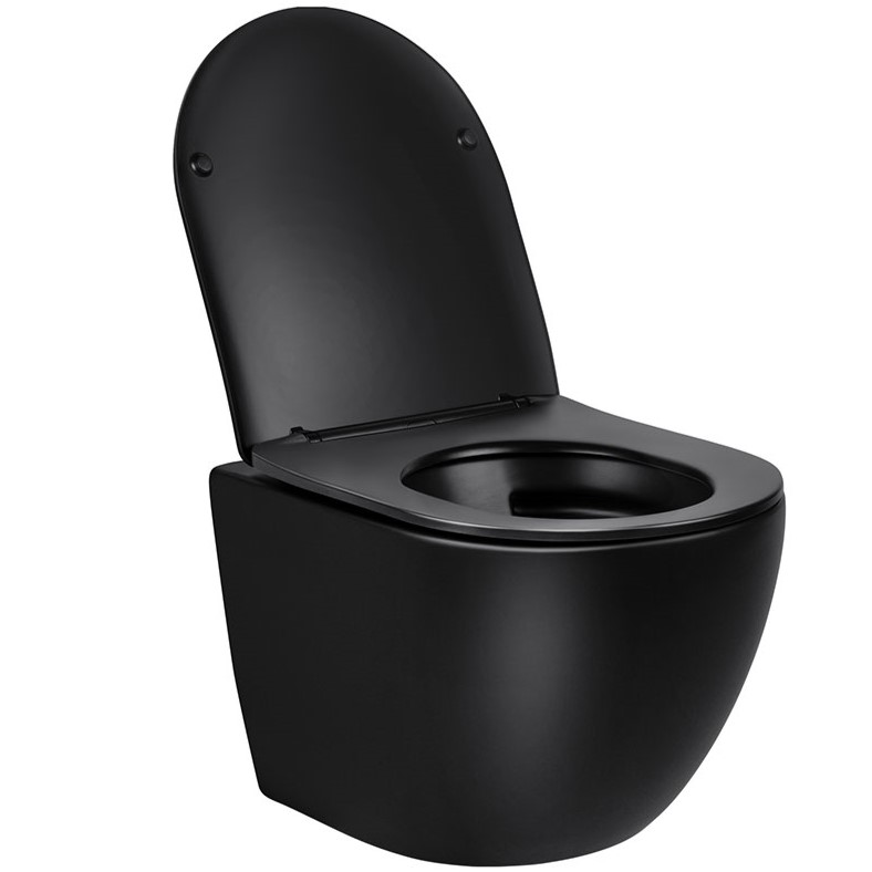 Унитаз подвесной Vincea Globo VT1-14SMB 49x37x37 (черный матовый), безободковый с быстросъемным сиденьем