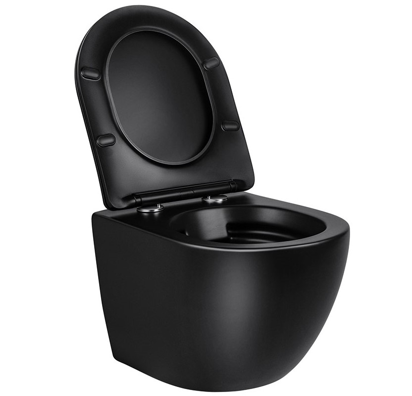 Унитаз подвесной Vincea Globo VT1-14SMB 49x37x37 (черный матовый), безободковый с быстросъемным сиденьем