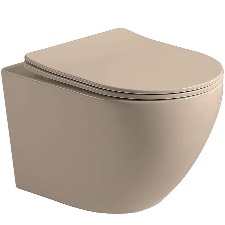 Унитаз подвесной Vincea Globo VT1-14SMC 49x37x37 (капучино матовый), безободковый с быстросъемным сиденьем