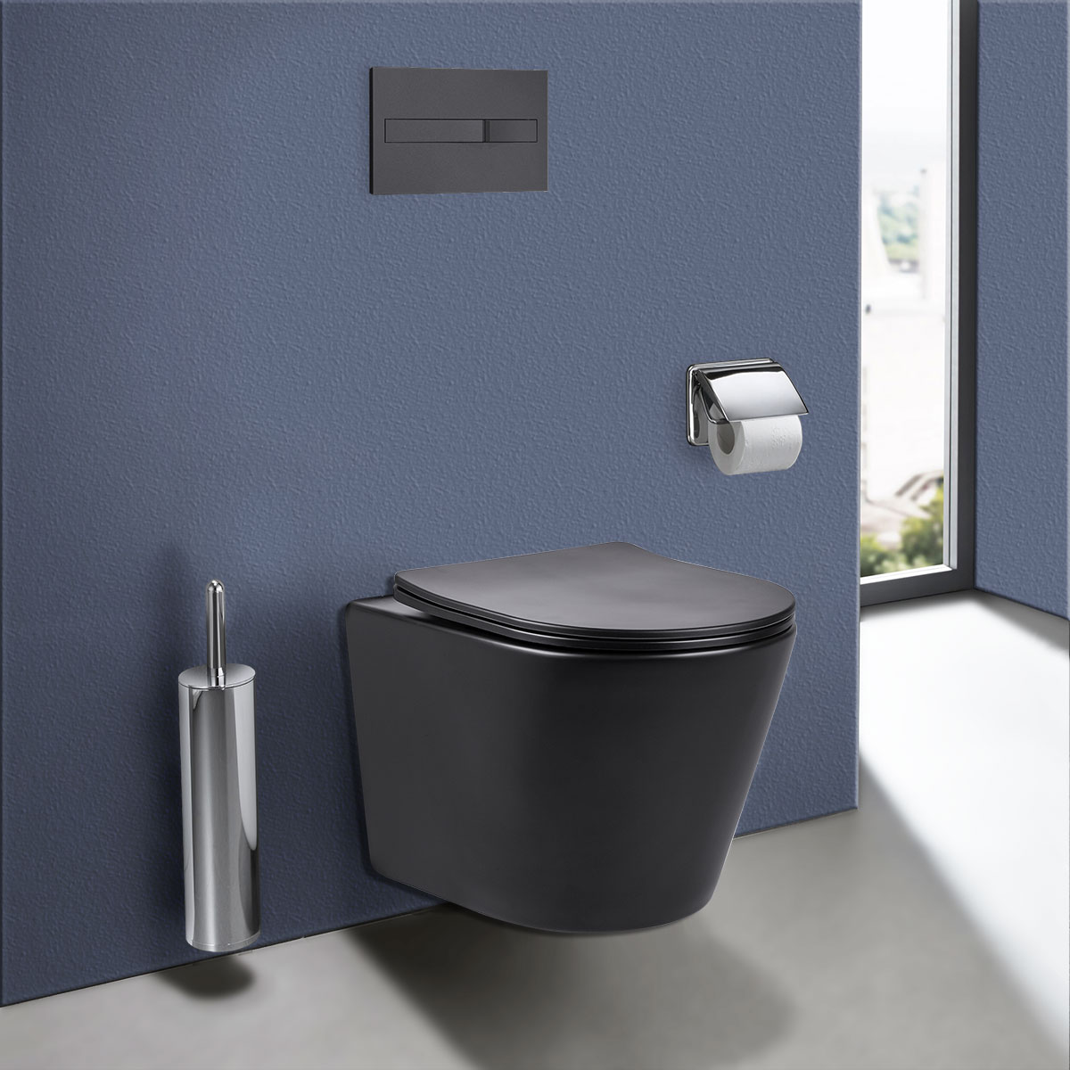 Унитаз подвесной Vincea Piatti VT1-11SMB 49x36.5x36 (черный матовый), безободковый с быстросъемным сиденьем