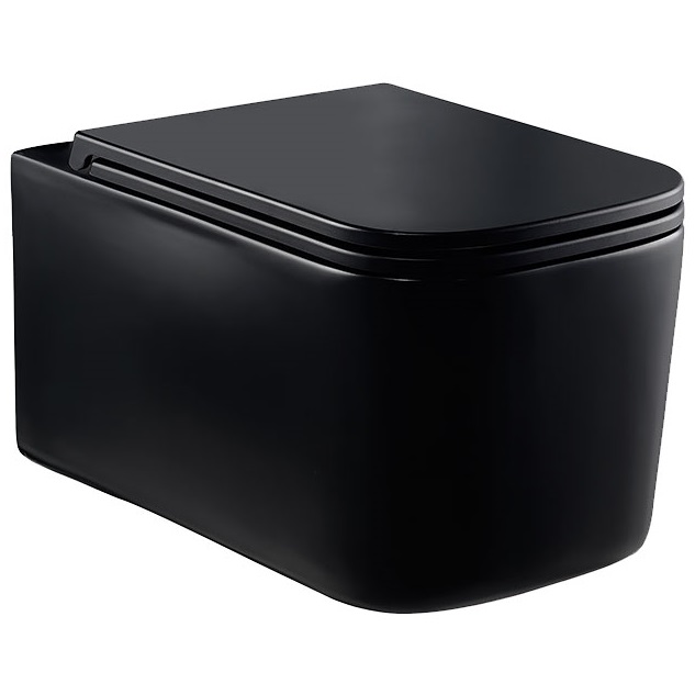Унитаз подвесной Vincea Ultra VT1-32MB 52x34.5x35.5 (черный матовый), безободковый с быстросъемным сиденьем