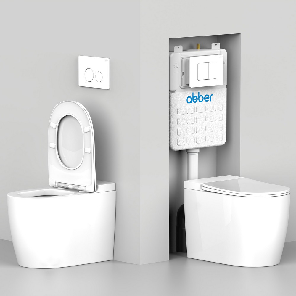 Унитаз приставной Abber Rechteck AC1211 56x34x40 (белый), безободковый