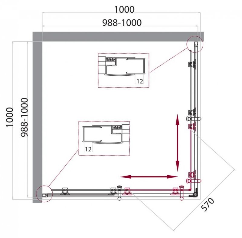 Душевой уголок BelBagno Uno-195 UNO-195-A-2-100-C-Cr 100x100