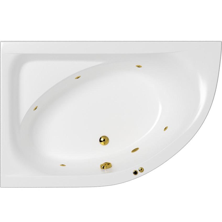Ванна гидромассажная Whitecross Aquarella SOFT 0108.170110.100.SOFT.GL 170x110 (белый глянцевый, золотой), каркас, слив-перелив, левая