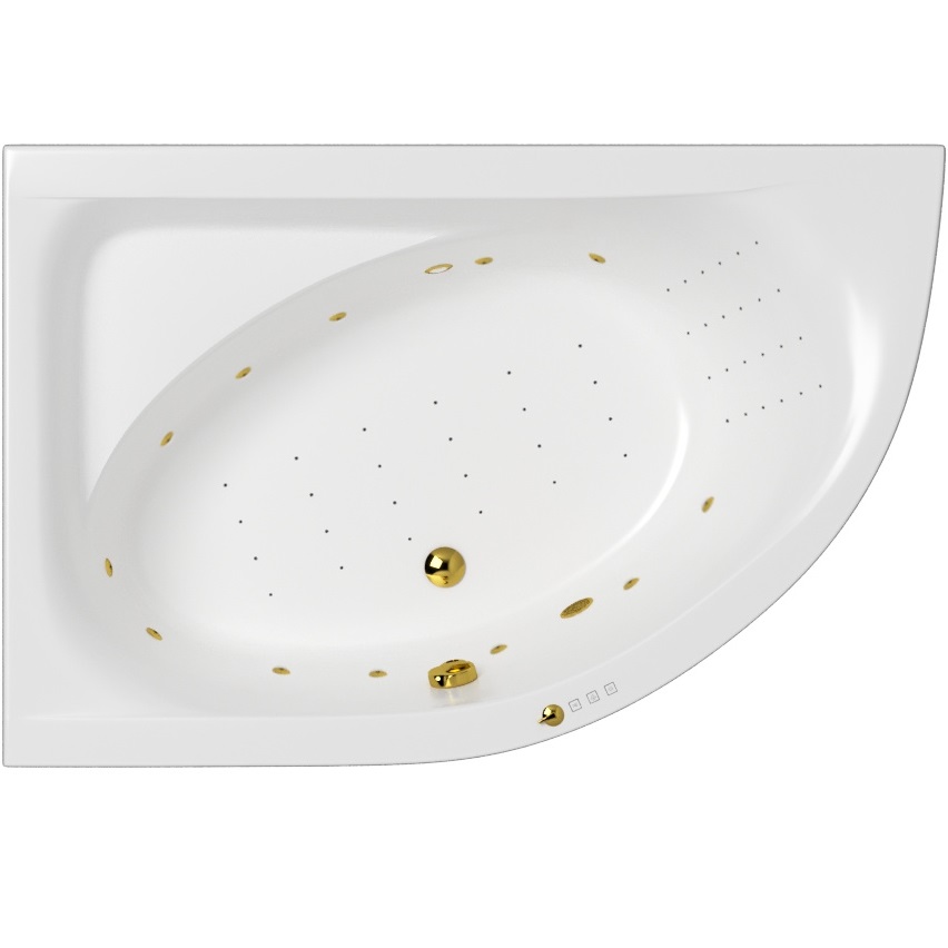 Ванна гидромассажная Whitecross Aquarella NANO 0108.170110.100.NANO.GL 170x110 (белый глянцевый, золотой), каркас, слив-перелив, левая