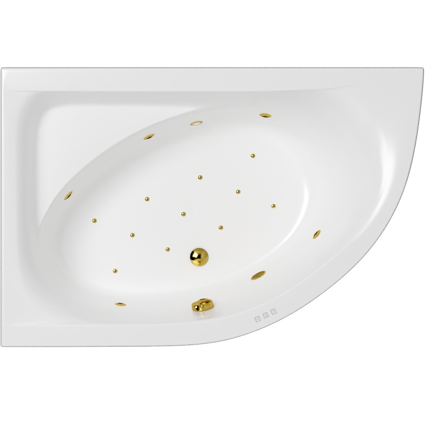 Ванна гидромассажная Whitecross Aquarella RELAX 0108.170110.100.RELAX.GL 170x110 (белый глянцевый, золотой), каркас, слив-перелив, левая
