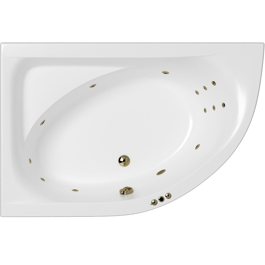 Ванна гидромассажная Whitecross Aquarella SMART 0108.170110.100.SMART.BR 170x110 (белый глянцевый, бронза), каркас, слив-перелив, левая
