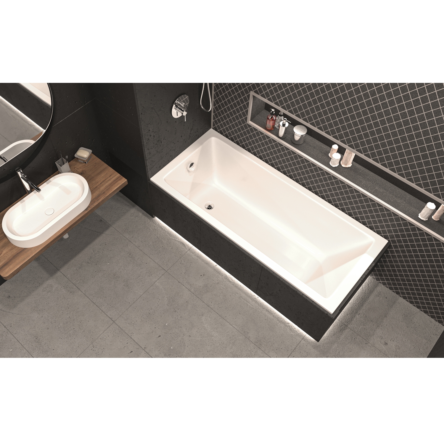 Ванна встраиваемая акриловая Whitecross Wave Slim 0111.140070.100 140x70 (белый глянцевый), без слива-перелива