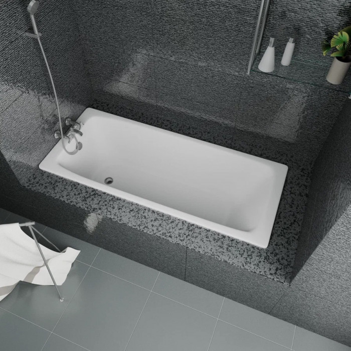 Ванна чугунная Delice Biove DLR220509-AS 170х75 (белый), встраиваемая с антискользящим покрытием