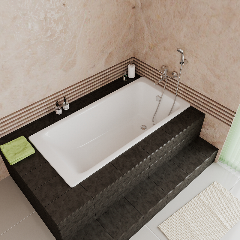Ванна чугунная Delice Parallel DLR220506R 180х80 (белый), встраиваемая с ручками
