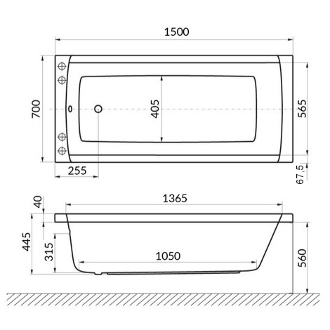 Ванна гидромассажная Excellent Aquaria Smart Nano WAEX.AQU15.SMARTNANO.GL 150x70 (золото), на каркасе, со сливом-переливом
