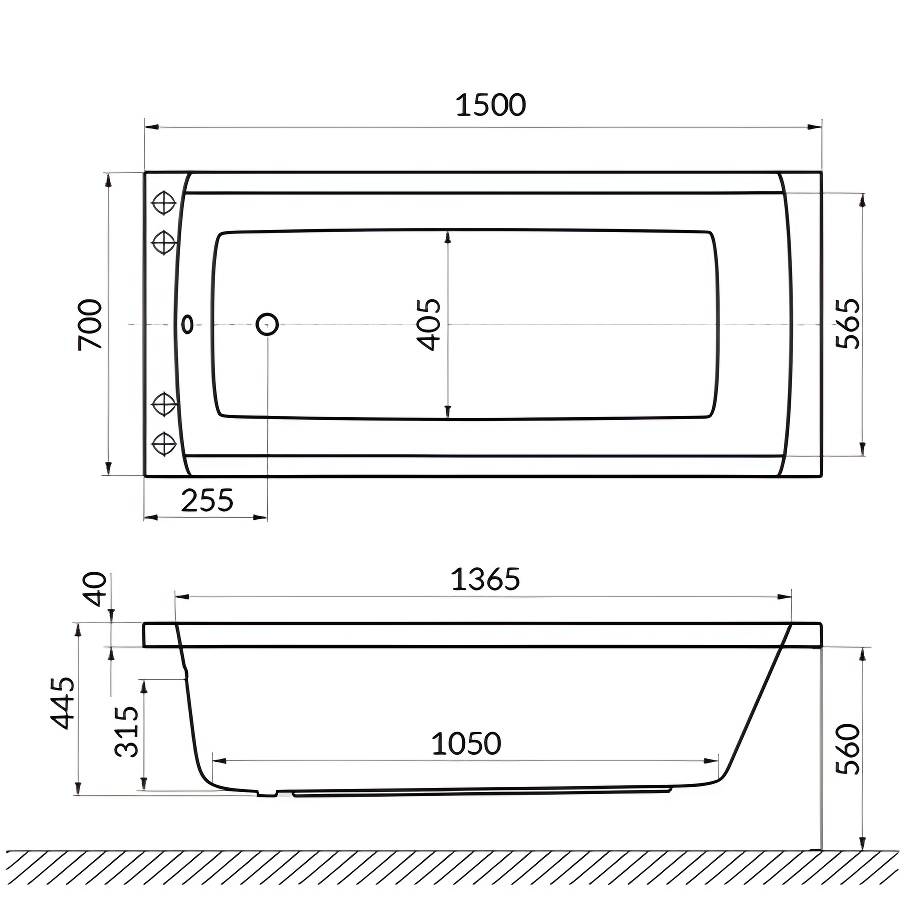 Ванна гидромассажная Excellent Aquaria Soft WAEX.AQU15.SOFT.GL 150x70 (золото), на каркасе, со сливом-переливом
