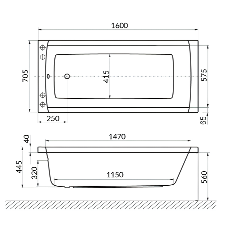 Ванна гидромассажная Excellent Aquaria Soft WAEX.AQU16.SOFT.GL 160x70 (золото), на каркасе, со сливом-переливом
