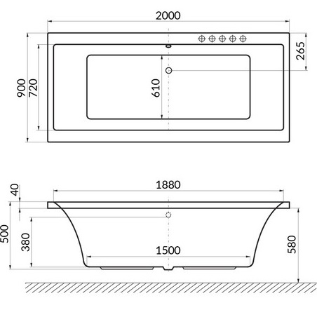 Ванна гидромассажная Excellent Pryzmat SOFT WAEX.PRY20.SOFT.GL 200x90 (белый глянцевый, золотой), каркас, слив-перелив