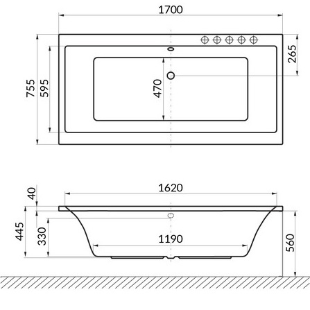 Ванна гидромассажная Excellent Pryzmat ULTRA WAEX.PRY17.ULTRA.WH 170x75 (белый глянцевый), каркас, слив-перелив