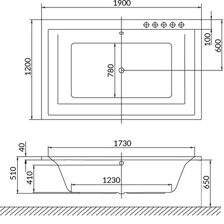 Ванна гидромассажная пристенная Excellent Crown Lux LINE WAEX.CRO19.LINE.GL 190x120 (золотой, белый), каркас, слив-перелив