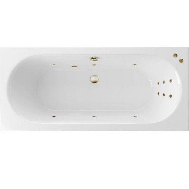 Ванна гидромассажная встраиваемая Excellent Oceana Slim LINE WAEX.OCE18S.LINE.BR 180x80 (белая глянцевая, бронза), каркас, слив-перелив