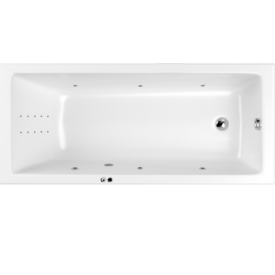 Ванна гидромассажная встраиваемая Whitecross Wave Slim LINE NANO 0111.160080.100.LINENANO.CR 160x80 (хром, белый), каркас, слив-перелив