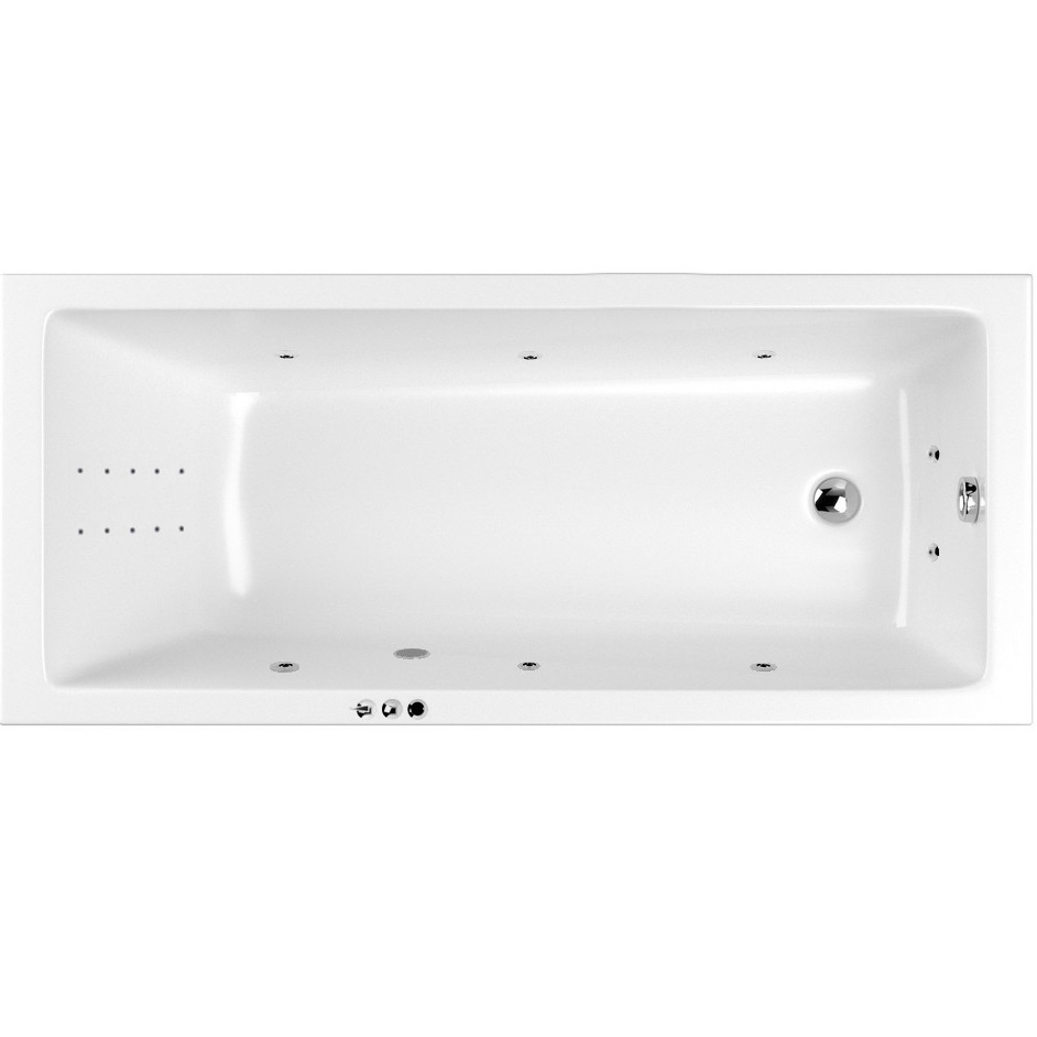 Ванна гидромассажная встраиваемая Whitecross Wave Slim SMART NANO 0111.150070.100.SMARTNANO.CR 150x70 (хром, белый), каркас, слив-перелив