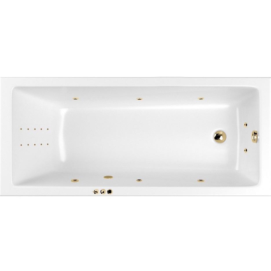 Ванна гидромассажная встраиваемая Whitecross Wave Slim SMART NANO 0111.170070.100.SMARTNANO.GL 170x70 (золотой, белый), каркас, слив-перелив