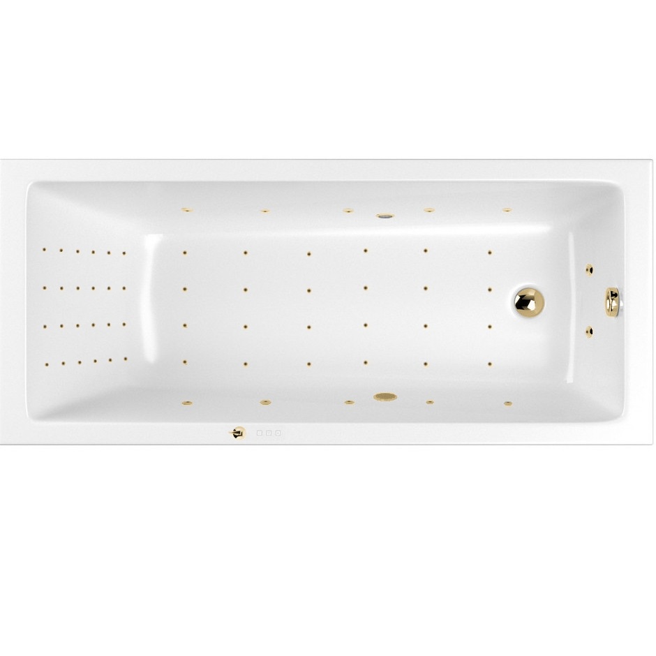 Ванна гидромассажная встраиваемая Whitecross Wave Slim NANO 0111.180080.100.NANO.GL 180x80 (золотой, белый), каркас, слив-перелив
