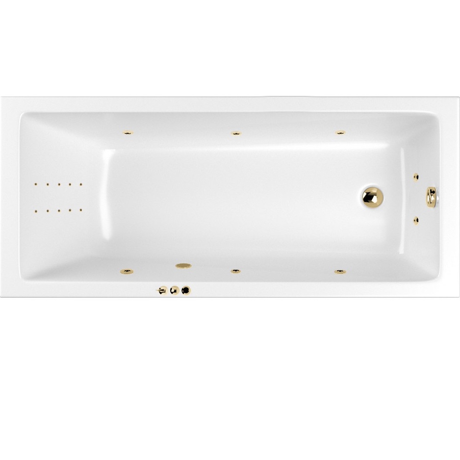 Ванна гидромассажная встраиваемая Whitecross Wave Slim SMART NANO 0111.170075.100.SMARTNANO.GL 170x75 (золотой, белый), каркас, слив-перелив