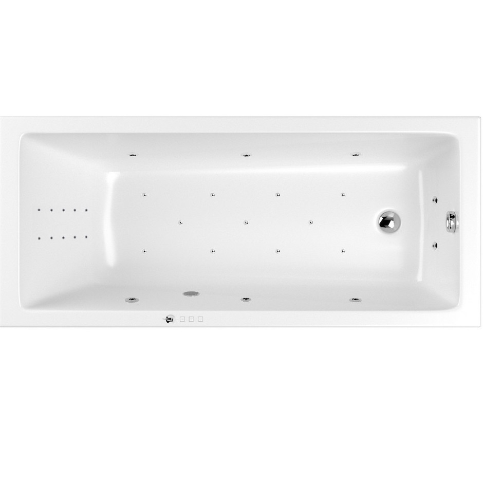 Ванна гидромассажная встраиваемая Whitecross Wave Slim ULTRA NANO 0101.180080.100.ULTRANANO.CR 180x80 (хром, белый), каркас, слив-перелив