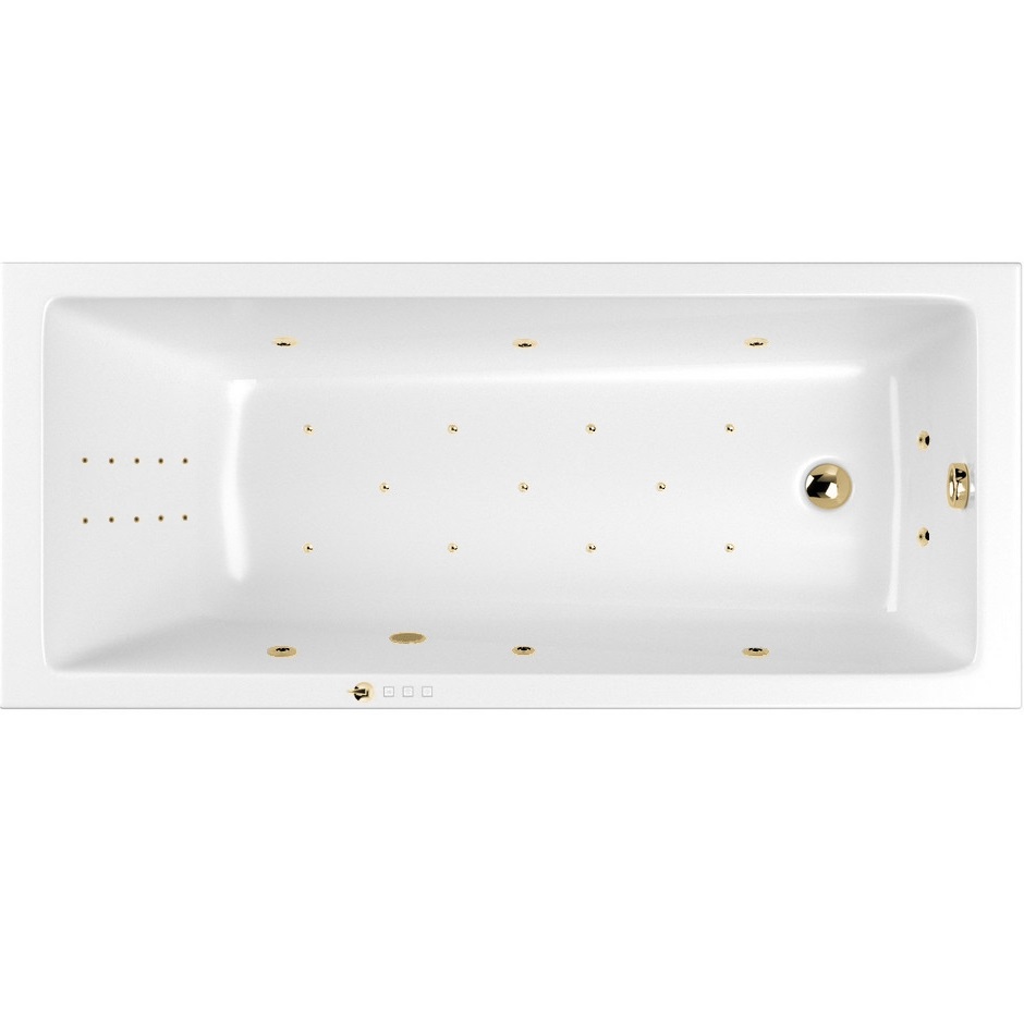 Ванна гидромассажная пристенная Whitecross Wave ULTRA NANO 0101.150070.100.ULTRANANO.GL 150x70 (золотой, белый), каркас, слив-перелив
