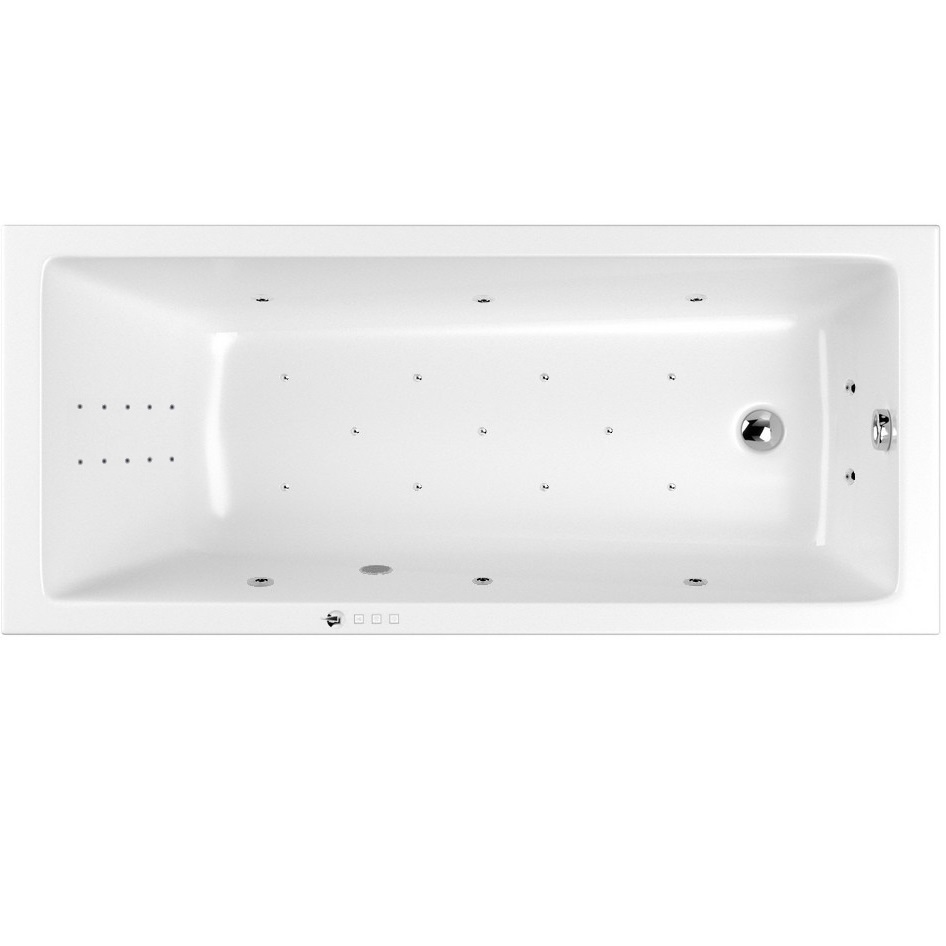 Ванна гидромассажная встраиваемая Whitecross Wave Slim ULTRA NANO 0111.170070.100.ULTRANANO.CR 170x70 (хром, белый), каркас, слив-перелив