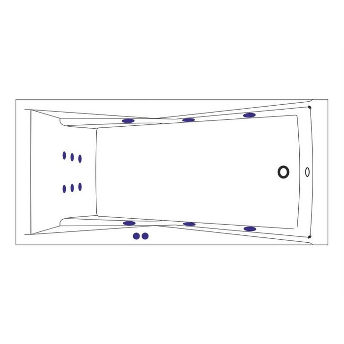Ванна гидромассажная Whitecross Palace LINE 0104.180080.100.LINE.BR 180x80 (белый глянцевый, бронза), каркас, слив-перелив