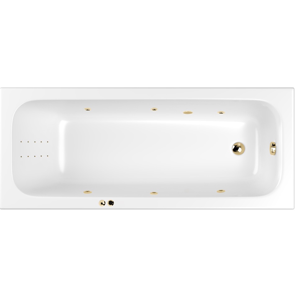 Ванна гидромассажная Whitecross Vibe LINE NANO 0105.170070.100.LINENANO.GL 170x70 (белый глянцевый, золотой), каркас, слив-перелив
