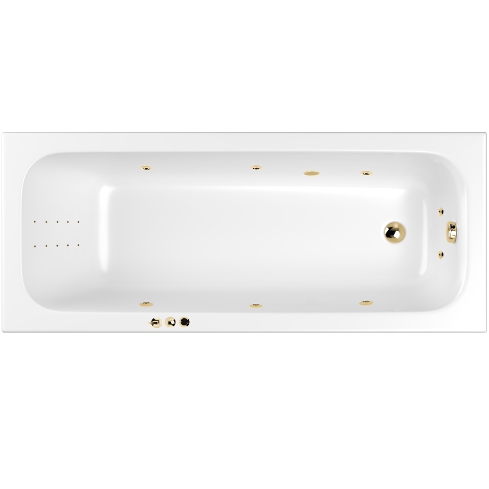 Ванна гидромассажная Whitecross Vibe SMART NANO 0105.170070.100.SMARTNANO.GL 170x70 (белый глянцевый, золотой), каркас, слив-перелив