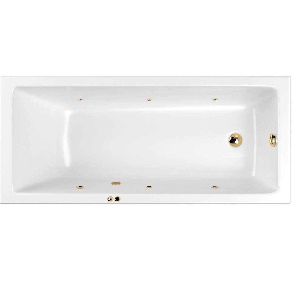 Ванна гидромассажная Whitecross Wave Slim SOFT 0111.180080.100.SOFT.GL 180x80 (белый глянцевый, золотой), каркас, слив-перелив