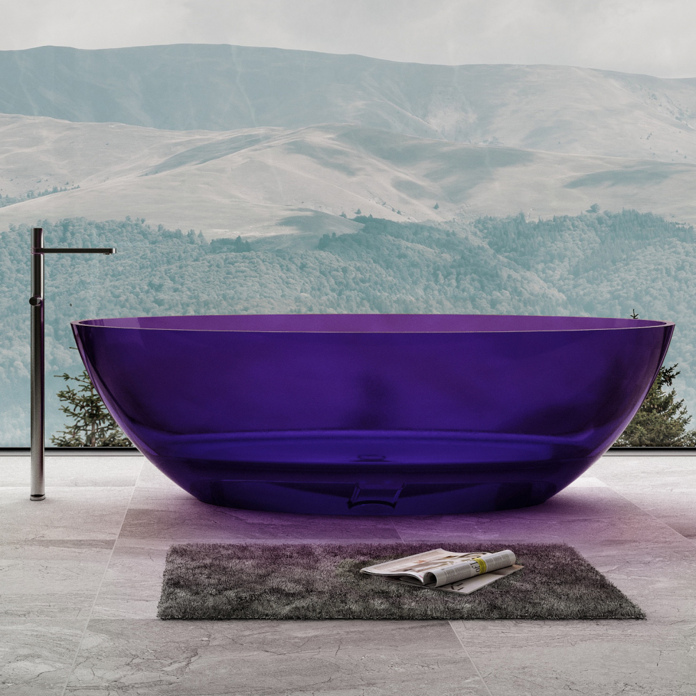 Ванна отдельностоящая Abber Kristall  AT9702Amethyst 180х85х52 (фиолетовый), донный клапан 