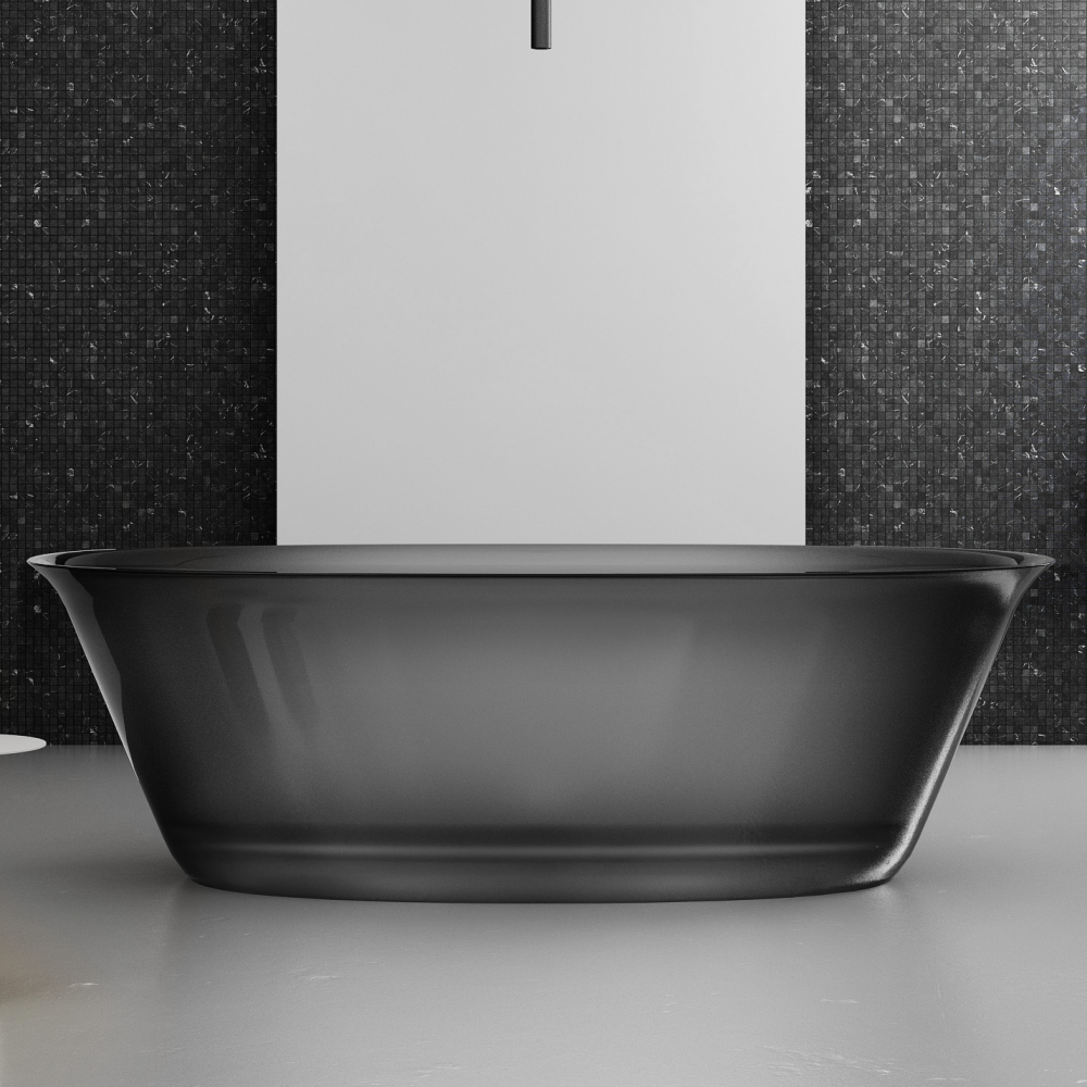 Ванна отдельностоящая Abber Kristall AT9707Onyx 170x75x55 (черный), донный клапан
