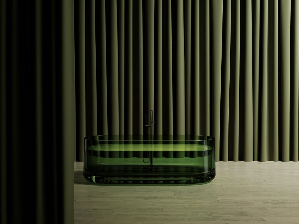 Ванна отдельностоящая Abber Kristall AT9708Emerald 170x75x55 (зеленый), донный клапан