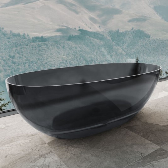 Ванна отдельностоящая прозрачная Vincea Solid Surface VBT-6T01B 170x75 (чёрный) , слив-перелив в комплекте