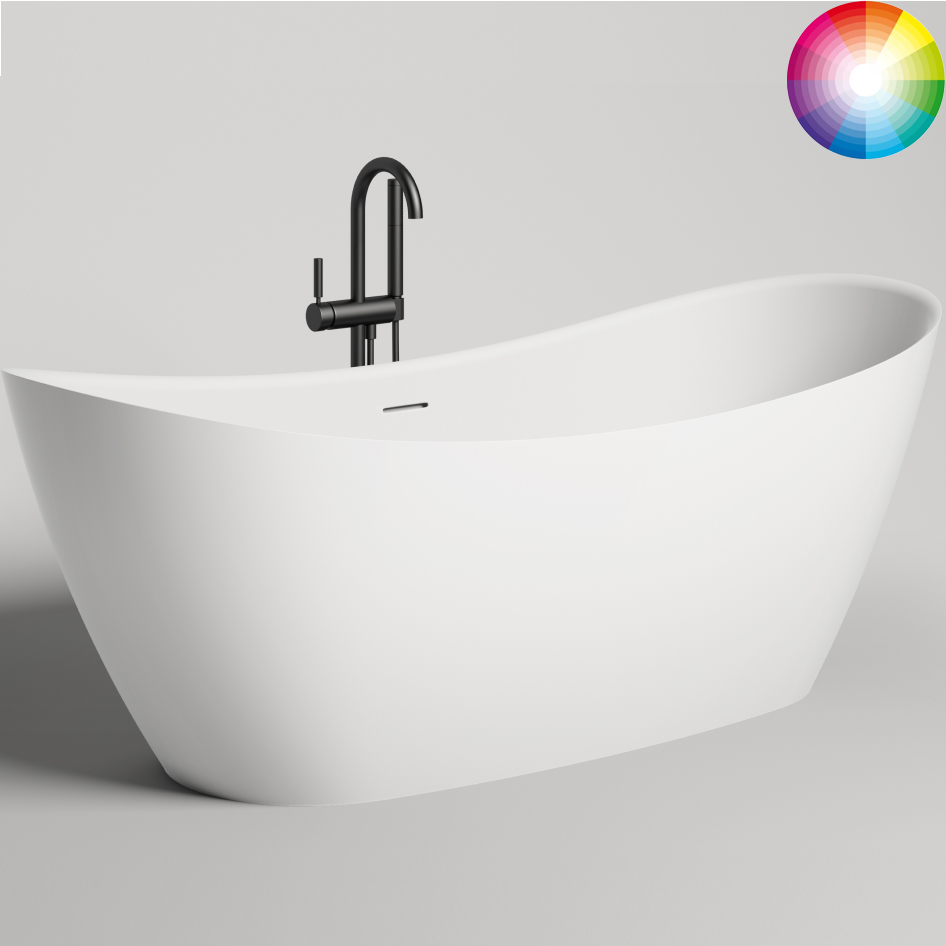 Ванна отдельностоящая Salini S-Stone Noemi 101811SMF 185х81х71.5 (покраска по RAL полностью, матовый), донный клапан, накладка, сифон, слив-перелив