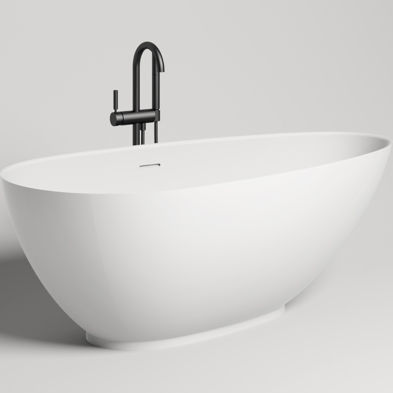 Ванна отдельностоящая Salini S-Stone Paola 101511SM 160x77x57 (белый матовый), донный клапан, сифон, слив-перелив