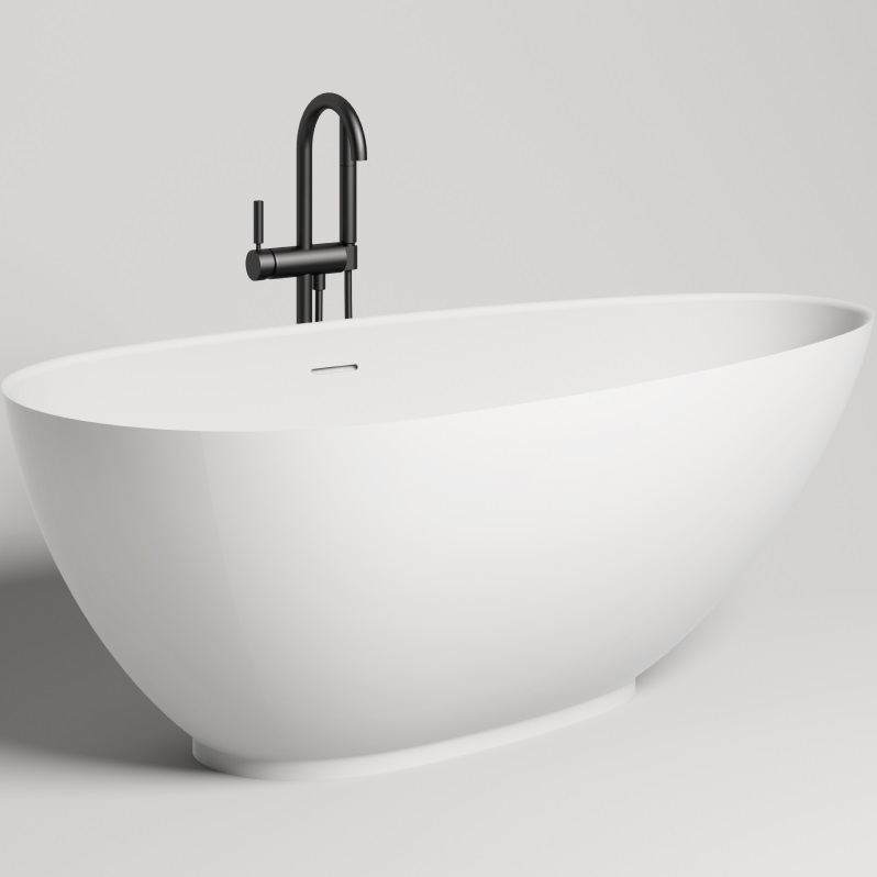 Ванна отдельностоящая Salini S-Stone Paola 101512SM 172x82,5x62,2 (белый матовый), донный клапан, сифон, слив-перелив